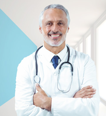 Older male doctor smiling