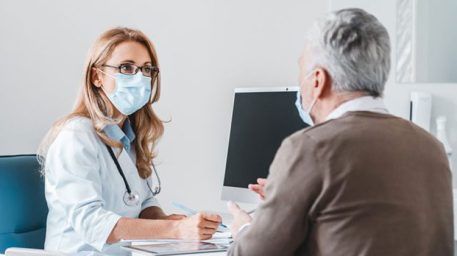 Healthcare professional performing a nasal swab test