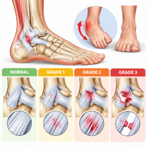 Person holding their foot while feeling numbness or tingling in the ankle